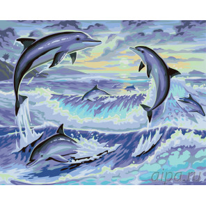 Раскладка Игры дельфинов Раскраска по номерам на холсте Живопись по номерам KTMK-36068