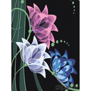 раскладка Неоновые лилии Раскраска картина по номерам на холсте