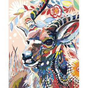  Антилопа в цветах Раскраска картина по номерам на холсте A479
