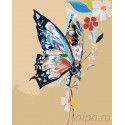 Бабочка в цветах Раскраска картина по номерам на холсте
