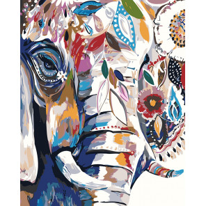 раскладка Слон в цветочном узоре Раскраска картина по номерам на холсте