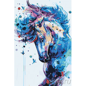 Макет Лошадь с бабочками Раскраска картина по номерам на холсте A503
