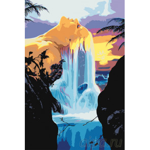  Водопад на чудесном острове Раскраска картина по номерам на холсте FT10