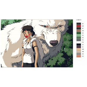 Контрольный лист Девочка и белый волк Раскраска картина по номерам на холсте Z-AB131