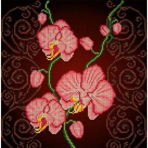  Орхидея розовая Ткань с рисунком Божья коровка 0029