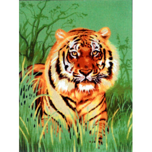 Тигр в траве Канва жесткая с рисунком для вышивки Gobelin L