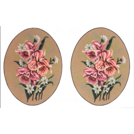 Розовые цветы, 2 картинки Канва жесткая с рисунком для вышивки Gobelin L