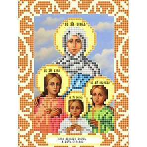 Пример оформления в рамку Вера, Надежда, Любовь и их мать София Ткань для вышивания с нанесенным рисунком Божья коровка 0077