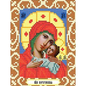 Пример оформления в рамку Богородица Корсунская Ткань для вышивания с нанесенным рисунком Божья коровка 0080