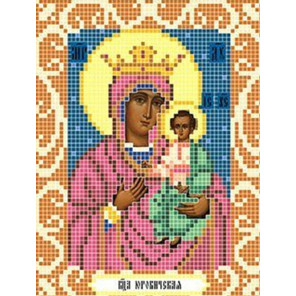 Пример оформления в рамку Богородица Юровичская Ткань для вышивания с нанесенным рисунком Божья коровка 0081