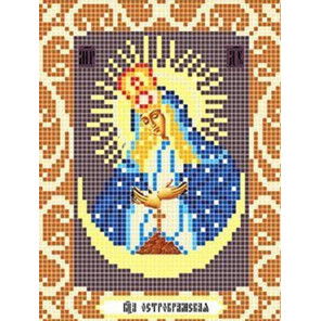 Пример оформления в рамку Богородица Остробрамская Ткань для вышивания с нанесенным рисунком Божья коровка 0082
