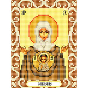 Пример оформления в рамку Богородица Знамение Ткань для вышивания с нанесенным рисунком Божья коровка 0097