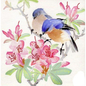  Птицы на ветке Ткань с нанесенным рисунком для вышивки бисером Конек 8487