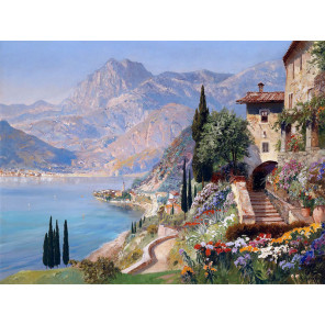  Италия. Озеро Комо Раскраска картина по номерам на холсте с цветной схемой KK0024