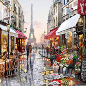 Внешний вид коробки Прогулки по Парижу Раскраска картина по номерам на холсте KH0356