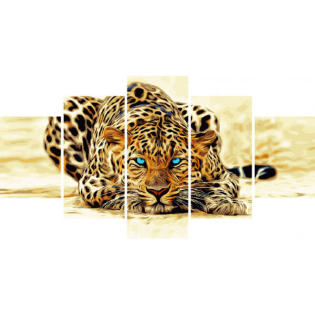  Абстрактный леопард Модульная картина по номерам на холсте с подрамником WX1119