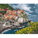 Итальянское побережье Раскраска картина по номерам на холсте