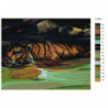 Тигр в реке 100х125 Раскраска картина по номерам на холсте