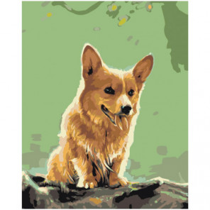 Собака Корги Раскраска картина по номерам на холсте