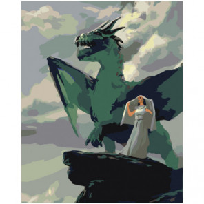 Девушка и дракон Раскраска картина по номерам на холсте