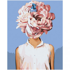 Девушка с розовым цветком 100х125 Раскраска картина по номерам на холсте