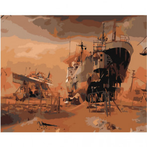 Корабли 80х100 Раскраска картина по номерам на холсте