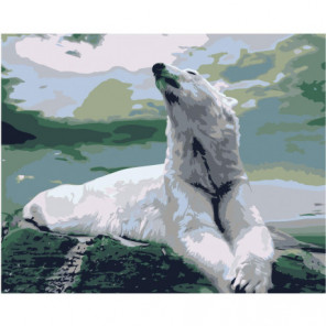 Белый медведь на скале 100х125 Раскраска картина по номерам на холсте