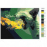 Кот изрыгающий пламя 100х125 Раскраска картина по номерам на холсте