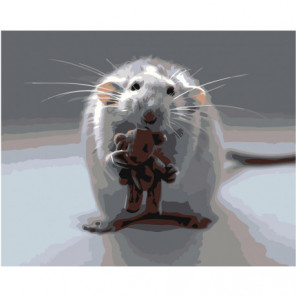 Мышонок с мишкой 80х100 Раскраска картина по номерам на холсте