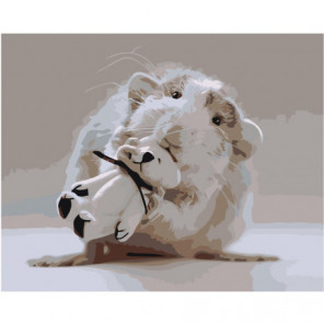 Мышонок с белым мишкой 80х100 Раскраска картина по номерам на холсте