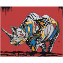 Разноцветный носорог 100х125 Раскраска картина по номерам на холсте