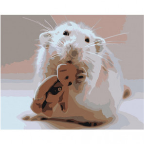 Белый мышонок и мишка 80х100 Раскраска картина по номерам на холсте