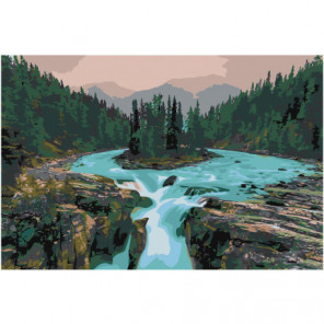 Водопад Sunwapta falls Канада 80х120 Раскраска картина по номерам на холсте