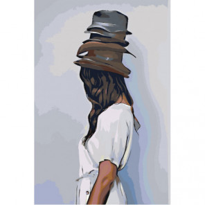 Шляпы на голове девушки Раскраска картина по номерам на холсте
