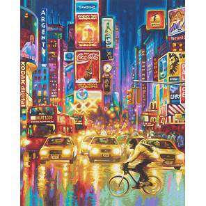 Пример оформления в рамку Нью-Йорк - ночной Таймс-Сквер Раскраска картина по номерам Schipper (Германия) 9130815