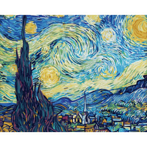 Пример оформления в рамку Звездная ночь. Винсент Ван Гог Раскраска картина по номерам Schipper (Германия) 9130816