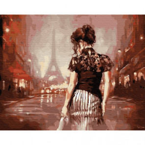 Одинокая девушка в Париже Раскраска картина по номерам на холсте