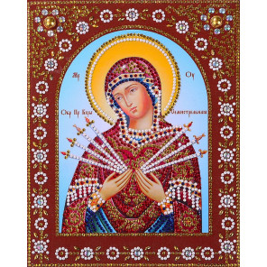 Состав набора Пресвятая Богородица Семистрельная Алмазная картина фигурными стразами IF003