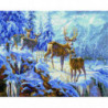 Семья оленей в зимнем лесу Алмазная мозаика вышивка Painting Diamond