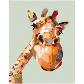 Веселый радужный жираф 80х100 Раскраска картина по номерам на холсте