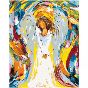 Радужный ангел девушка 80х100 Раскраска картина по номерам на холсте