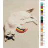 Игривый белый котик 75х100 Раскраска картина по номерам на холсте