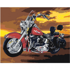 Красный мотоцикл 80х100 Раскраска картина по номерам на холсте