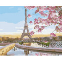 Цветущий Париж Раскраска картина по номерам на холсте