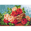 Розы в корзине Канва с рисунком для вышивки Матренин посад