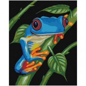 Синяя лягушка Раскраска картина по номерам на холсте