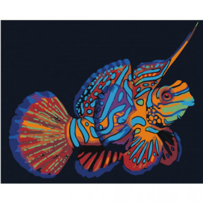 Радужная рыбка мандаринка 80х100 Раскраска картина по номерам на холсте