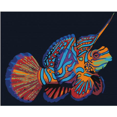 Радужная рыбка мандаринка 100х125 Раскраска картина по номерам на холсте