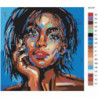 Лицо девушки на синем фоне 100х100 Раскраска картина по номерам на холсте