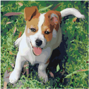 Веселый щенок 80х80 Раскраска картина по номерам на холсте